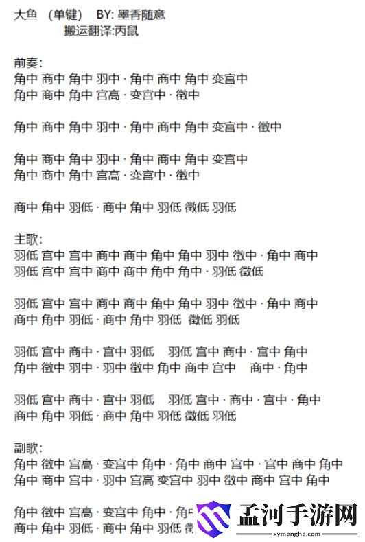 天涯明月刀手游雅士曲谱分享
